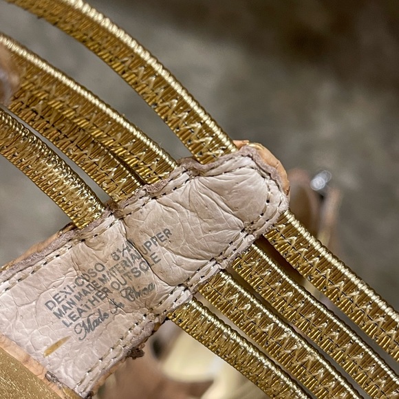 Donald J Pliner Gold Braided Rope Strappy Low Gladiator Sandals - Picture 7 of 8